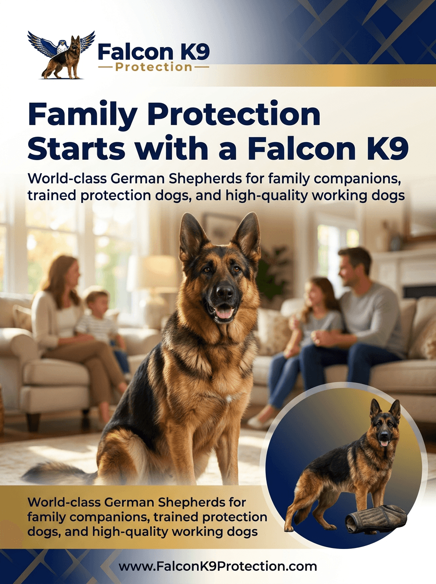 Falcon K9 Protection social ad β Family Protection Starts with a Falcon K9