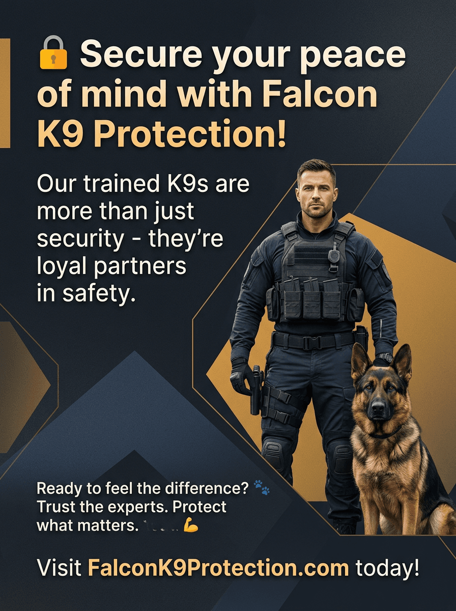 Falcon K9 Protection ad — Secure your peace of mind, story format