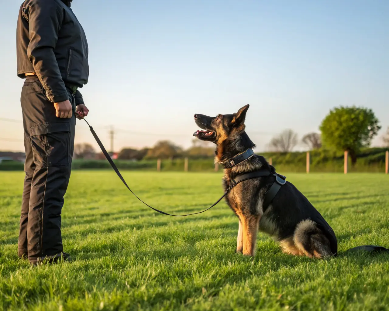 German Shepherd in obedience training session